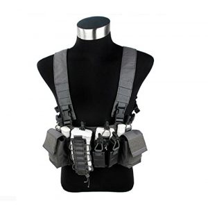 TMC Airsoft Tactical Vest 1 TMC New D-Mittsu Chest Rig Pouch (Wolf Grey) for Airsoft Paintball Tactical Hunting Game
