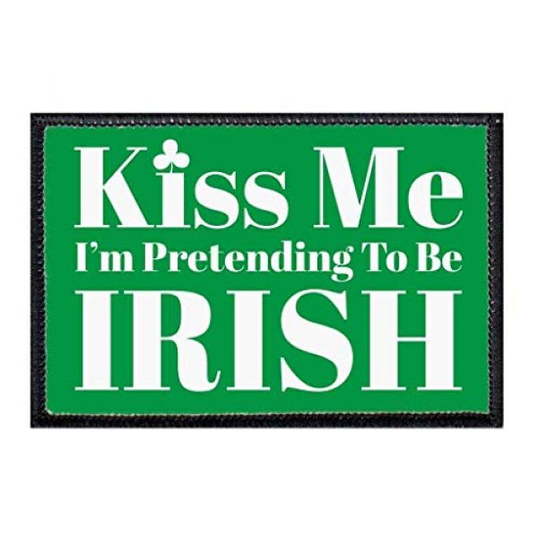 P PULLPATCH Airsoft Morale Patch 1 Kiss Me I'm Pretending to Be Irish - Green Morale Patch | Hook and Loop Attach for Hats, Jeans, Vest, Coat | 2x3 in | by Pull Patch