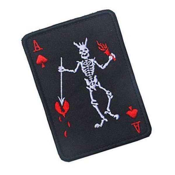 Embroidery Patch Airsoft Morale Patch 2 Ace of Spades Death Reaper Skeleton Cards Poker Military Hook Loop Tactics Morale Embroidered Patch (color2)