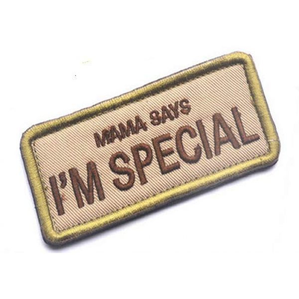 Tactical Embroidery Patch Airsoft Morale Patch 1 Mama Says I'm Special Tactical Embroidery Patch Hook & Loop Morale Patch Military Patch for Clothing Accessory Backpack Armband (tan)