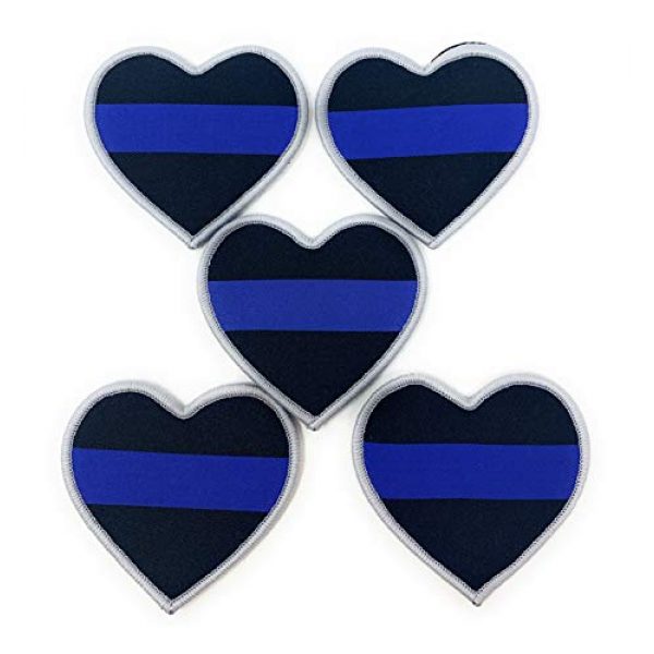 Funiverse Airsoft Morale Patch 1 Bulk 5 Pack of Thin Blue Line Police Heart Morale Patch - Show Your Support for Law Enforcement