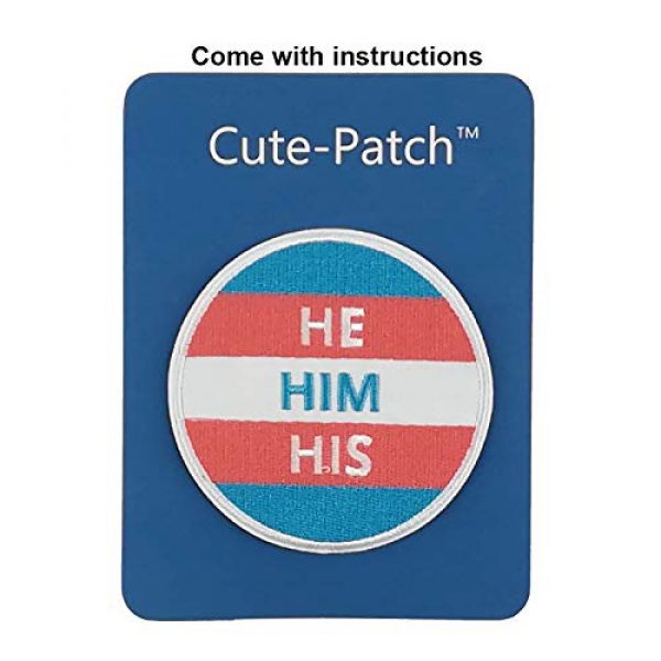 Cute-Patch Airsoft Morale Patch 3 LGBTQ Trans Flag Transgender LGBT Flag My Pronouns are HE HIS HIM Embroidered Iron on Patch