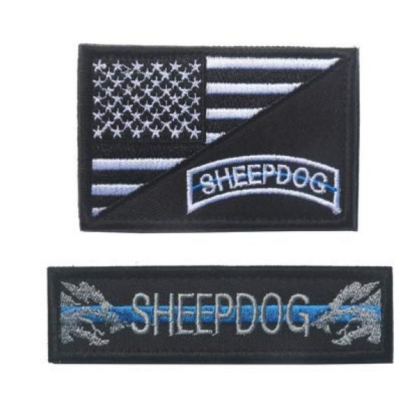 Tactical Embroidery Patch Airsoft Morale Patch 1 2pcs USA Flag +Sheepdog Tactical Embroidery Patch Hook & Loop Morale Patch Military Patch for Clothing Accessory Backpack Armband (color1)