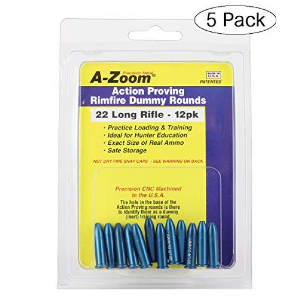 A-ZOOM Dummy 22 LR Snap Cap 1 A-ZOOM 22 LR Action Proving Dummy Rounds (Per 12)