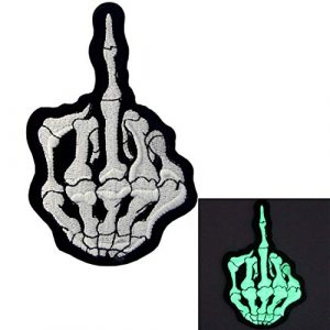 EmbTao Airsoft Morale Patch 1 EmbTao Glow in Dark Middle Finger Ghost Embroidered Applique Iron On/Sew On Patch