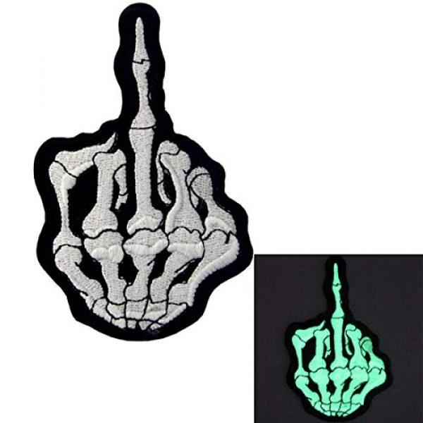 EmbTao Airsoft Morale Patch 1 EmbTao Glow in Dark Middle Finger Ghost Embroidered Applique Iron On/Sew On Patch