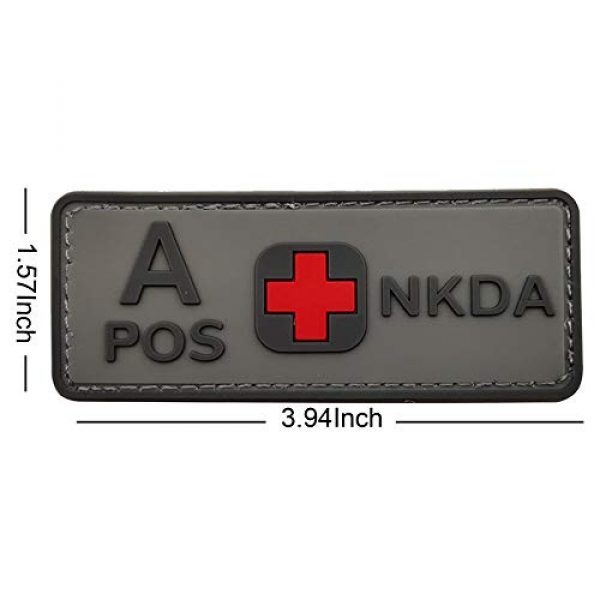 ODSP Airsoft Morale Patch 5 Tactical Blood Type A+ Positive POS PVC Rubber Patch, DIY Emblem Military Medic Morale Patches Medical Armband Badges, Hook-Fastener Backing, 3.94 x 1.57 Inch, Bundle 4 Pieces