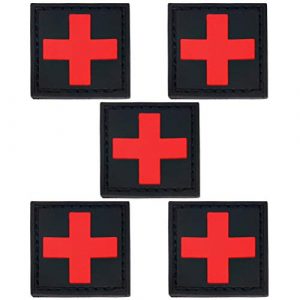 Pimoys Airsoft Morale Patch 1 6 Pieces Medic Cross Patch First Aid Morale Patches Tactical Medical Backpack Armband Insignia(Black-Red)