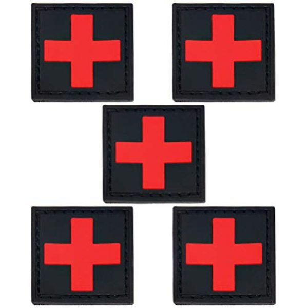 Pimoys Airsoft Morale Patch 1 6 Pieces Medic Cross Patch First Aid Morale Patches Tactical Medical Backpack Armband Insignia(Black-Red)