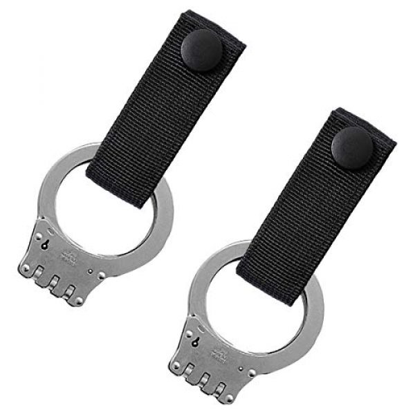 Aolamegs Tactical Pouch 1 Aolamegs (2 Pack Nylon Handcuff Strap Holder,Handcuff Case,Single Snap,Slide-On fits 2 1/4" in Belts,Black,