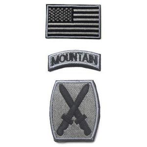 Embroidery Patch Airsoft Morale Patch 1 3 Pieces US Army 10th Mountain Division Military Hook Loop Tactics Morale Embroidered Patch(color1)