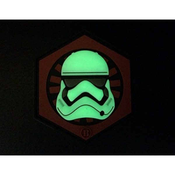 Empire Tactical USA Airsoft Morale Patch 2 2.5" x 2.5" 3d PVC First Order Gitd Glow in the Dark Stormtrooper Helmet morale hook/loop Patch