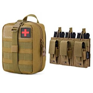 Gonex Tactical Pouch 1 Gonex MOLLE Medical Pouch with with Triple Molle Mag Pouch for Outdoor Activities (Bag Only)