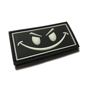 Empire Tactical USA Airsoft Morale Patch 1 The 2x1" Angry Small Face - Glow in The Dark - PVC Morale Patch (Hook/Loop Back)