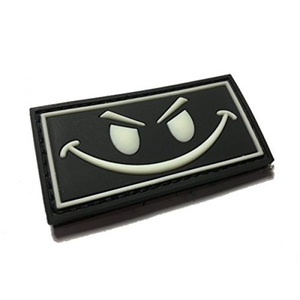 Empire Tactical USA Airsoft Morale Patch 1 The 2x1" Angry Small Face - Glow in The Dark - PVC Morale Patch (Hook/Loop Back)