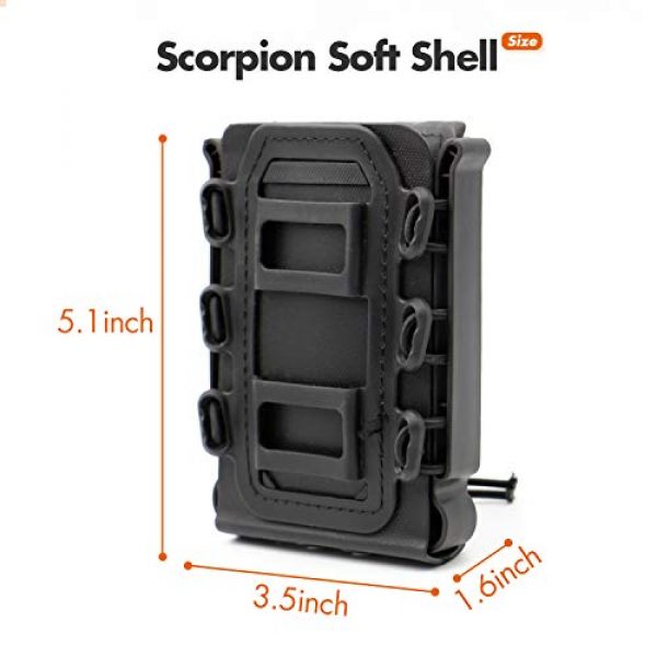 RioRand Tactical Pouch 2 RioRand 2PCS Tactical Softshell Magazine Pouch 5.56mm 7.62mm Airsoft Hunting Shooting Soft Shell Mag Carrier Bag with Molle Clip/Air Hole