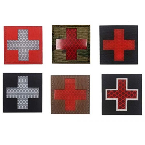 Tactical Embroidery Patch Airsoft Morale Patch 1 Reflective Medical Medic First Aid Red Cross Paramedic IR Tactical Embroidery Patch Hook & Loop Morale Patch Military Patch for Clothing Accessory Backpack Armband (6pcs)