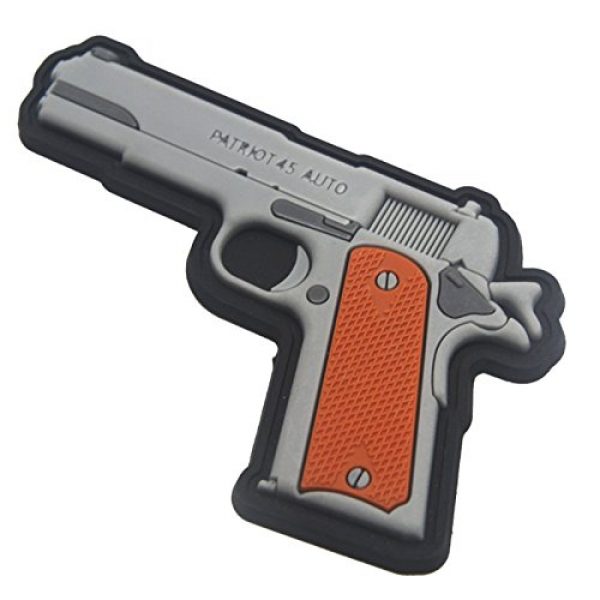ODSP Airsoft Morale Patch 5 3D PVC 1911 Gun & Bullet Tactical Military Morale Fastener Hook Patch 2PCS