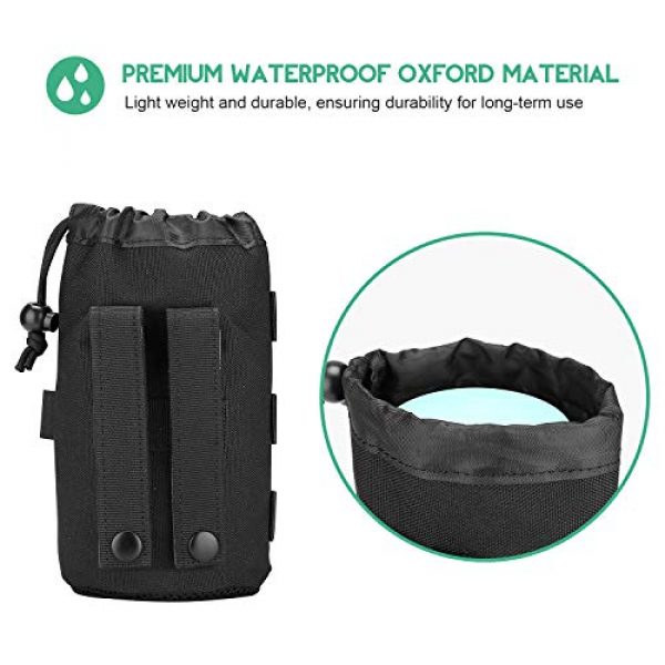 ProCase Tactical Pouch 5 ProCase Tactical Molle Water Bottle Pouch, Military Bottle Holder with Top Drawstring & Mesh Bottom, Portable Water Container Pouch Bag Hydration Carrier for Camping Hiking Hunting Traveling -Black