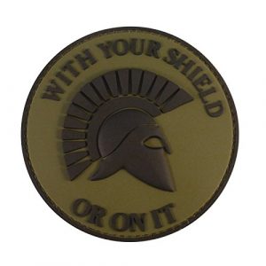 LEGEEON Airsoft Morale Patch 1 LEGEEON Olive Drab Spartan Helmet Your Shield ON IT OD Green Morale PVC Rubber Fastener Patch