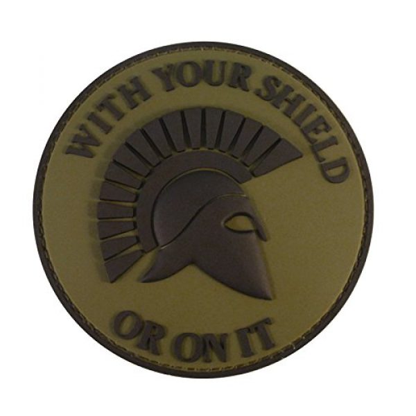 LEGEEON Airsoft Morale Patch 1 LEGEEON Olive Drab Spartan Helmet Your Shield ON IT OD Green Morale PVC Rubber Fastener Patch