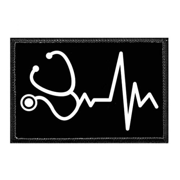 P PULLPATCH Airsoft Morale Patch 1 Healthcare Heartbeat - Black | Hook and Loop Attach for Hats, Jeans, Vest, Coat | 2x3 in | by Pull Patch