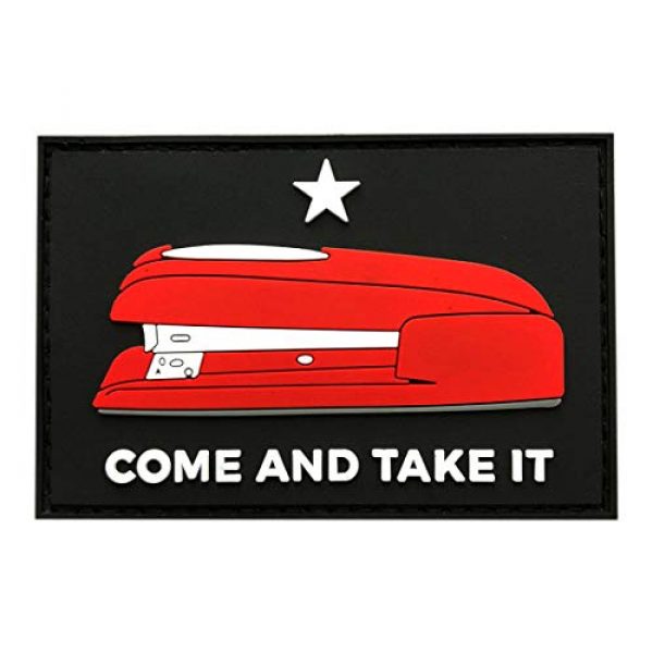 Miltacusa Airsoft Morale Patch 1 Come and Take It Red Stapler Hook Patch (3D-PVC Rubber-Z6) 3.0 X 2.0