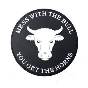 PakedDeals Airsoft Morale Patch 1 PakedDeals Mess with The Bull You Get The Horns Morale Patch Hook and Loop Round