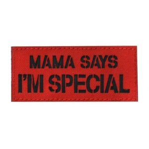 Tactical Embroidery Patch Airsoft Morale Patch 1 IR Mama Says I'm Special Infrared Reflective Tactical Embroidery Patch Hook & Loop Morale Patch Military Patch for Clothing Accessory Backpack Armband (red)
