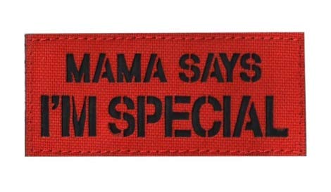 Tactical Embroidery Patch Airsoft Morale Patch 1 IR Mama Says I'm Special Infrared Reflective Tactical Embroidery Patch Hook & Loop Morale Patch Military Patch for Clothing Accessory Backpack Armband (red)