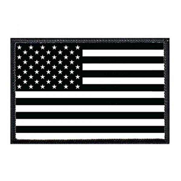 P PULLPATCH Airsoft Morale Patch 1 American Flag - Black and White Morale Patch | Hook and Loop Attach for Hats, Jeans, Vest, Coat | 2x3 in | by Pull Patch