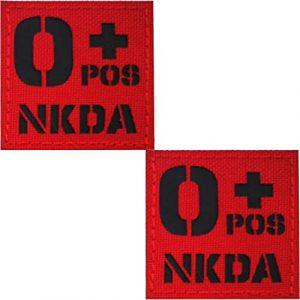 APBVIHL Airsoft Morale Patch 1 Infrared IR Reflective O POS O+ NKD O Positive Blood Type Patch, Tactical Morale Medical Patches with Hook and Loop Fastener Backing 1.97 x 1.97 Inch - 2 Pieces - No Known Drug Allergies