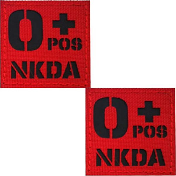 APBVIHL Airsoft Morale Patch 1 Infrared IR Reflective O POS O+ NKD O Positive Blood Type Patch, Tactical Morale Medical Patches with Hook and Loop Fastener Backing 1.97 x 1.97 Inch - 2 Pieces - No Known Drug Allergies