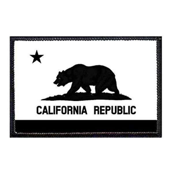 P PULLPATCH Airsoft Morale Patch 1 California State Flag - Black and White Morale Patch | Hook and Loop Attach for Hats, Jeans, Vest, Coat | 2x3 in | by Pull Patch
