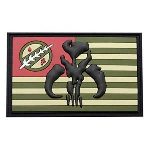 Miltacusa Airsoft Morale Patch 1 USA Flag Mandalorian Bounty Hunter Boba Fett Patch (3D-PVC Rubber)