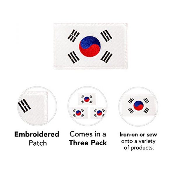 Desert Cactus Airsoft Morale Patch 3 South Korea Flag Patch Bulk 3-Pack 3.5Wx2.25H State Iron On Sew Embroidered Tactical Morale Back Pack Hat Bags Korean (3-Pack Patch)