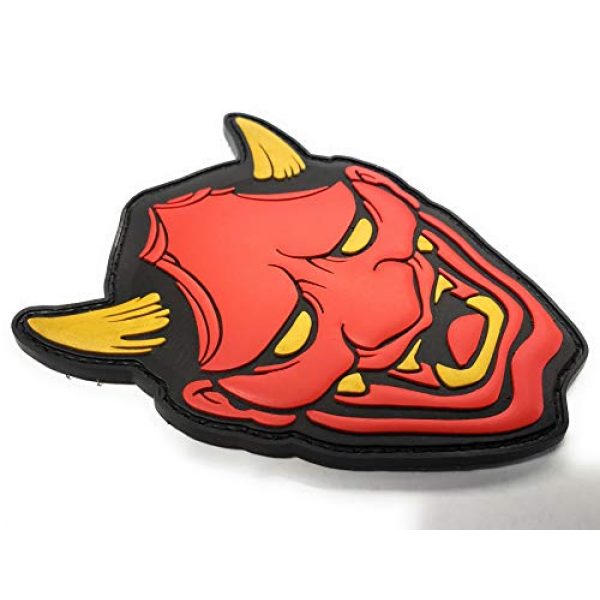 Generic Airsoft Morale Patch 2 Generic PVC Red Hannya Mask Morale Tactical Patch with Hook and Loop backing, 4" tall