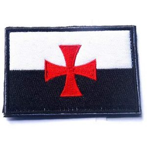 Embroidery Patch Airsoft Morale Patch 1 Knights Templar Cross Flag Crusaders Masonic Emblem Military Hook Loop Tactics Morale Embroidered Patch (color1)