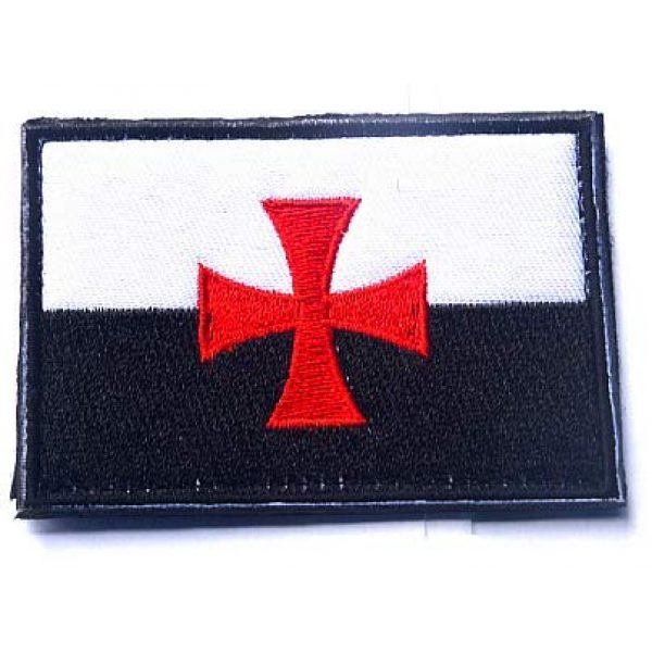 Embroidery Patch Airsoft Morale Patch 1 Knights Templar Cross Flag Crusaders Masonic Emblem Military Hook Loop Tactics Morale Embroidered Patch (color1)