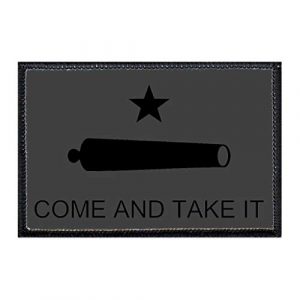P PULLPATCH Airsoft Morale Patch 1 Gonzales Flag - Come and Take It - Texas - Blackout Morale Patch | Hook and Loop Attach for Hats, Jeans, Vest, Coat | 2x3 in | by Pull Patch