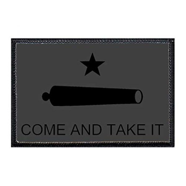 P PULLPATCH Airsoft Morale Patch 1 Gonzales Flag - Come and Take It - Texas - Blackout Morale Patch | Hook and Loop Attach for Hats, Jeans, Vest, Coat | 2x3 in | by Pull Patch