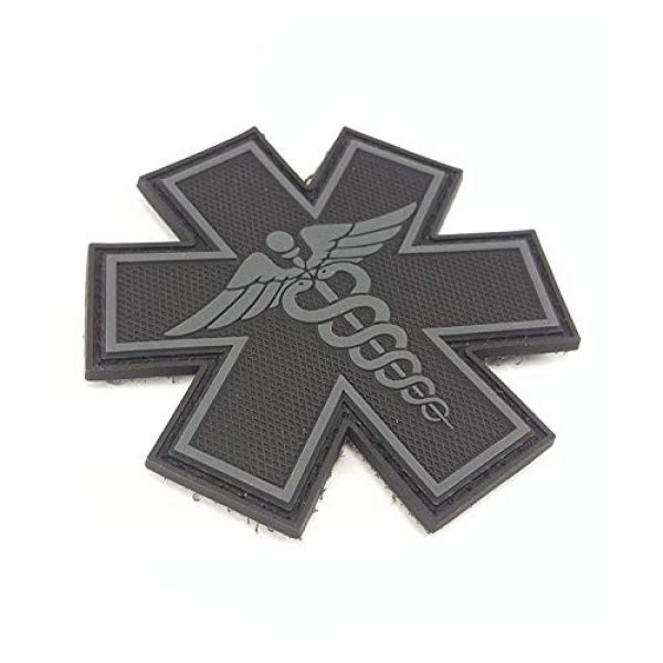 Tactical Innovations Canada Airsoft Morale Patch 2 PVC Morale Patch - EMS - Medical Responder 3" Star of Life - Blk & Gry - Dual Snake