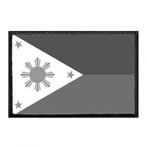 P PULLPATCH Airsoft Morale Patch 1 Philippines National Flag - Black and White Morale Patch | Hook and Loop Attach for Hats, Jeans, Vest, Coat | 2x3 in | by Pull Patch