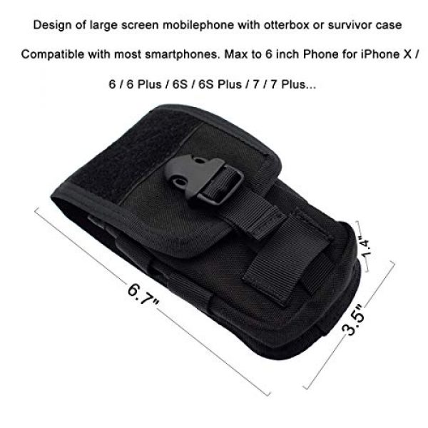 Riyiter Tactical Pouch 3 Riyiter Universal Multifunction Cell Phone Holster Pouch Tactical Smartphone Pouches EDC Case Molle Gadget Bag Case with Belt Loop Hook Cover Case Double-Layer Nylon Coin Purse Black