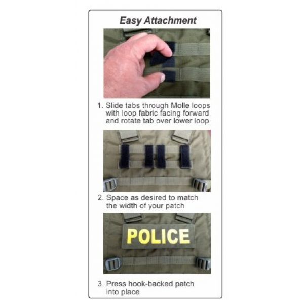 MOLLE PANEL ACCESSORIES Tactical Pouch 5 Del Molle Strips Attaching Tactical ID Patches 3-inch high Patches - 4-Count - OD Green