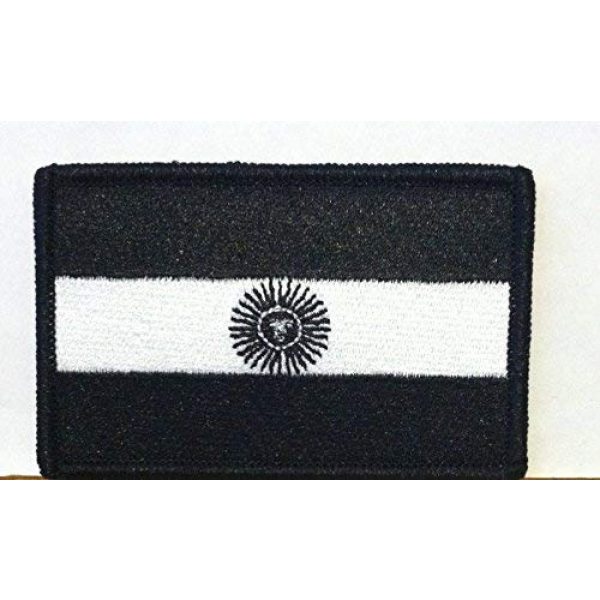 Fast Service Designs Airsoft Morale Patch 1 Argentina Flag Embroidered Morale Patch with Hook & Loop Travel Patriotic Funny Black & White Version Shoulder Emblem Black Border #13