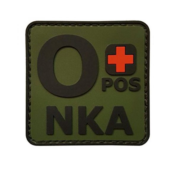 LEGEEON Airsoft Morale Patch 1 LEGEEON Olive Drab OPOS O+ NKA OD Blood Type No Known Allergies Morale PVC Rubber Fastener Patch