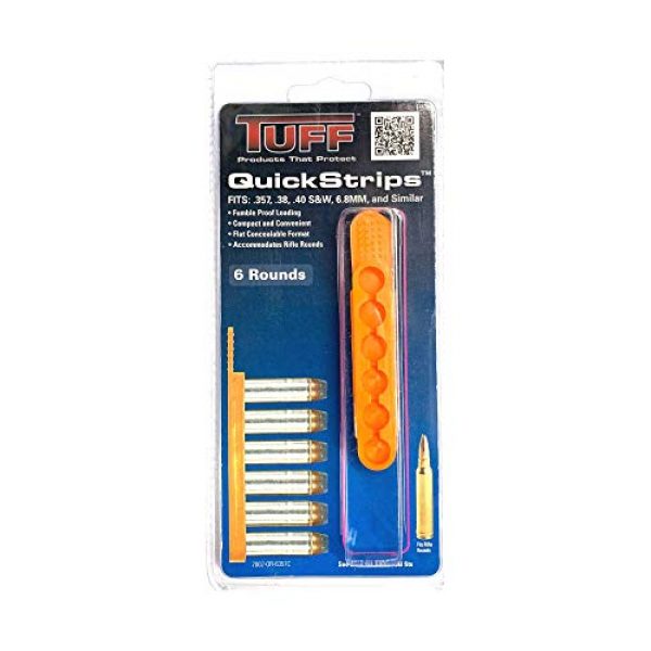 TUFF Revolver QuickStrip 1 TUFF ProductsQuickStrip Revolver Reloading Strip. Speed up Your Reloads. Orange . Fits .357, .38, .40S&W 6.8MM and Similar