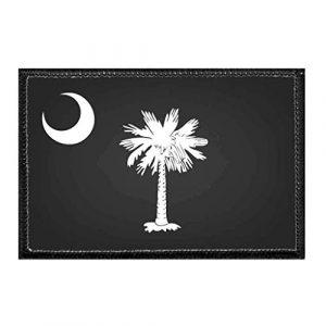 P PULLPATCH Airsoft Morale Patch 1 South Carolina State Flag - Black and White Morale Patch | Hook and Loop Attach for Hats, Jeans, Vest, Coat | 2x3 in | by Pull Patch