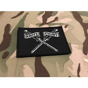BritKitUSA Airsoft Morale Patch 1 Knife Fight Woven Morale Patch Switchblade Hydro74 Rebel Without A Cause Hook & Loop Backing Sized 3.5" x 2.5"